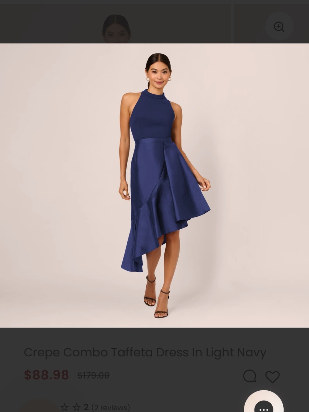 Adrianna Papell Crepe Combo Taffeta Dress in Navy